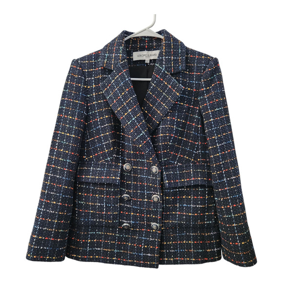 VERONICA BEARD Tweed Rumer Dickey Double-Breasted Blazer Jacket 4 Quiet Luxury - Picture 1 of 10